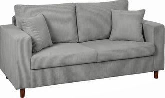 HOMCOM Homcom Sof&aacute; De 2 Plazas Tapizado En Pana, Sof&aacute; Moderno Con Asiento Ancho Y Profundo Y Patas De Madera, Carga 240 Kg, 170x80x82 Cm, Gris Claro