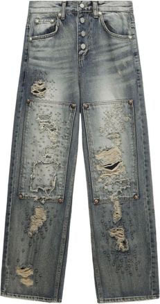 Thug Club Gerafelde jeans met studs - Blauw