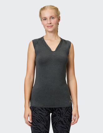 Venice Beach T-Shirt VENICE BEACH T-SHIRT ELEAMEE, Damen, Gr. XXL (46), anthrazit, Obermaterial: 84% Polyester, 16% Elasthan, tailliert, V-Ausschnitt, Shirts T-Shi