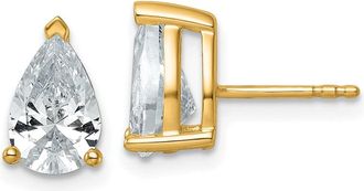 Diamond2Deal 14k Gold 3 ct Pear Lab Grown Diamond Stud Earrings VS Clarity, G-H Color