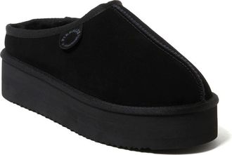Dearfoams Fireside Queenstown Genuine Shearling Platform Clog Slipper in Black at Nordstrom, Size 10