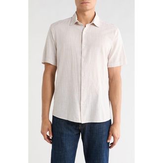 Robert Barakett Lorenzo Short Sleeve Cotton Button-Up Shirt in Tan at Nordstrom Rack, Size Xx-Large
