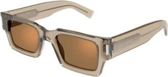 Saint Laurent Rechthoekige Zonnebril - unisex - Zonnebrillen - Bruin - 50 MM - Nylon - Accessoires