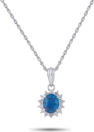 Luxury Bazaar Platinum 0.27ct Diamond and Sapphire Pendant Necklace MF27-041426