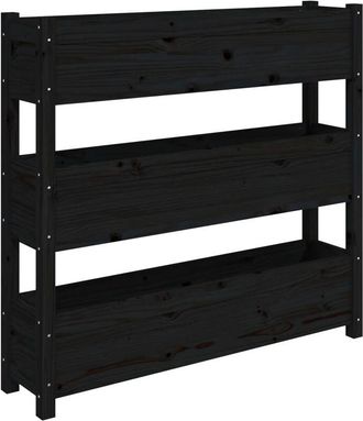 vidaXL Vidaxl - Jardinera De Madera Maciza De Pino Negro 112x25x104,5 Cm