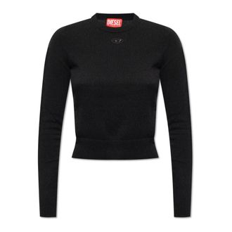 Diesel Wollen Trui - Dames - Longsleeves - Zwart - L - Wol - Tops