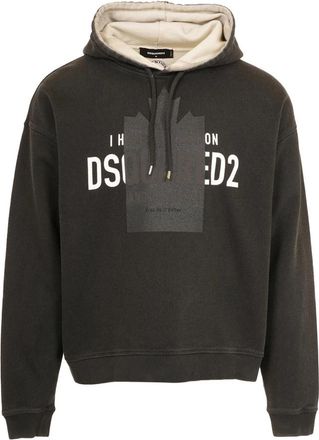 Dsquared2 Zwarte Logo Patch Hoodie Sweater - Heren - Hoodies - Zwart - L - Hoodies & sweatvesten