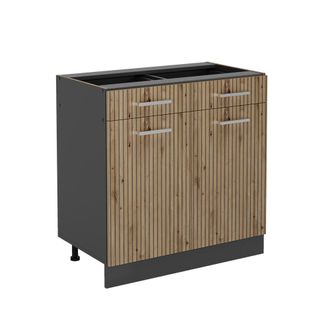 Vicco Mueble Bajo De Cocina R-line, Roble Artesanal, 80 Cm Sin Encimera
