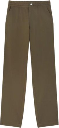 Maison Kitsuné Broeken, Heren, Groen, 3Xs, Katoen, Casual Katoenen Gabardine Broek met Borduursel