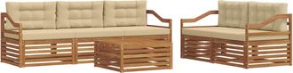 vidaXL Conjunto De Sof&aacute;s De Exterior 6 Uds. Natural Y Beige Vidaxl