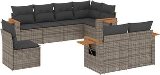 vidaXL Vidaxl - Set De Sof&aacute;s De Jard&iacute;n 8 Pzas Y Cojines Rat&aacute;n Sint&eacute;tico Gris