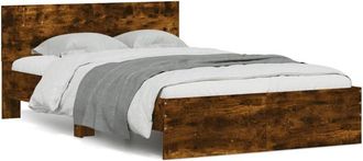 vidaXL Vidaxl - Estructura De Cama Cabecero Y Luces Led Roble Ahumado 120x190cm