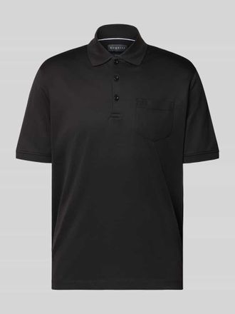 Bugatti Regular Fit Poloshirt mit Brusttasche und Label-Stitching in Black, Gr&ouml;&szlig;e XXXL