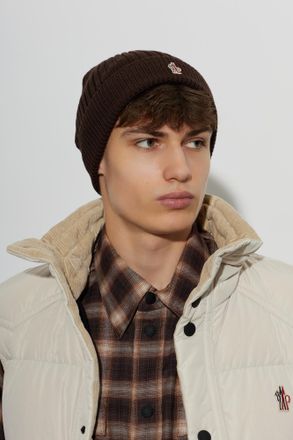 Moncler MONCLER GRENOBLE APR&Egrave;S-SKI Brown Beanie, Mens, Brown
