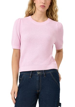 QS by s.Oliver Strickpullover QS, Damen, Gr. XXL (44), rose, Strick, Obermaterial: 50% Baumwolle, 50% Polyacryl, unifarben, normal h&uuml;ftbedeckend, Rundhals, B&uuml;ndchen,
