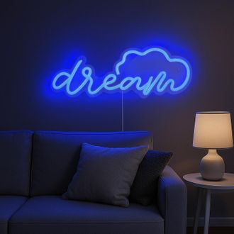 KASANOVA Scritta neon blu Dream da parete usb