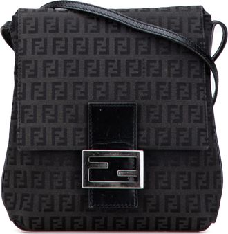 Fendi Pre-owned Womens Baguette Ff Logo Shoulder Bag - Black Textile - One Size