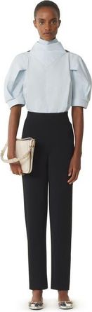 Lanvin Blue Scarf Top In Cotton Poplin in White, Pale Blue at Nordstrom, Size 38Short Eu