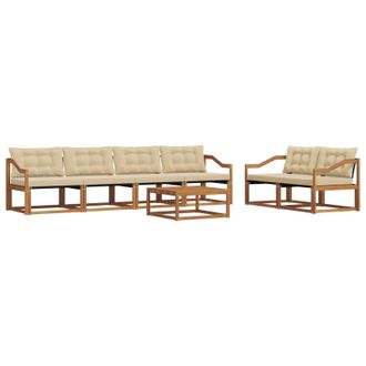 vidaXL Conjunto De Sof&aacute;s De Exterior Con Coj&iacute;n 7 Pcs Natural Y Beige Vidaxl