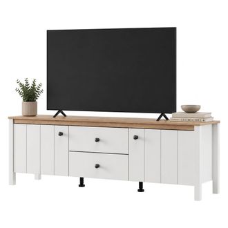 Dmora Mueble Para Tv Zavatt, Un Caj&oacute;n, Un Estante, 2 Puertas, 163x40x53h Cm Blanco Mate