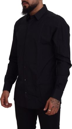 Dolce & Gabbana Black Gold Cotton Slim Fit Dress Mens Shirt