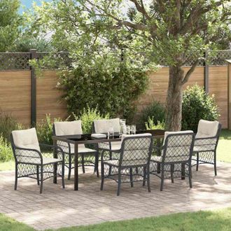 vidaXL Conjunto De Comedor De Jard&iacute;n 7 Pcs Negro Rat&aacute;n Sint&eacute;tico Vidaxl