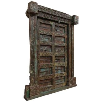 Wanderlust Deco Mural decorativo en forma de puerta de madera marr&oacute;n 164x34x220h cm