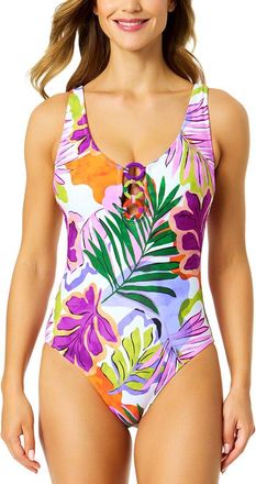 Anne Cole V-Neck Ring Front One-Piece