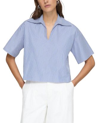 Lafayette 148 New York Wide Point Collar Popover Blouse