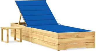 vidaXL Tumbona De Jard&iacute;n Con Mesa Y Coj&iacute;n De Madera De Pino Impregnada Vidaxl