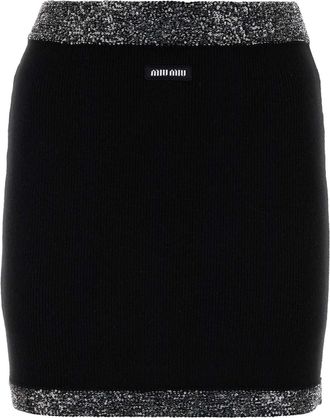 Miu Miu Womens Black Stretch Cashmere Blend Mini Skirt - Size EU 36 (Womens)