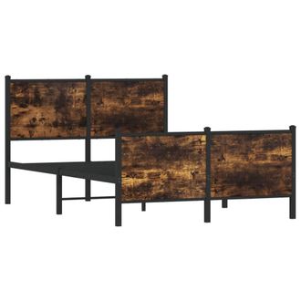 Berkfield Home Metal Bed Frame without Mattress Smoked Oak 120x200 cm in Brown | Size: Small Double
