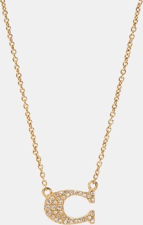 Coach Womens Pave Signature C Necklace - Gold - One Size
