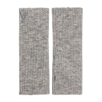Patrizia Pepe Geribbelde vingerloze handschoenen - Dames - Accessoires - Grijs - Maat: ONE Size Wol