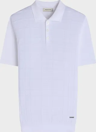 Bugatchi Men & apos;s Textured Grid Short-Sleeve Polo Sweater