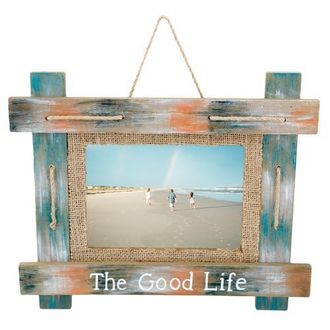 Beachcombers Good Life 5X7 Frame With Burlap in Blue at Nordstrom, Size Medium