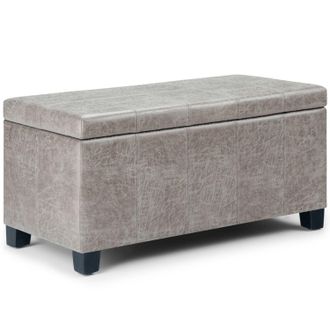 Dover Storage Ottoman Bench - Distressed Grey Taupe