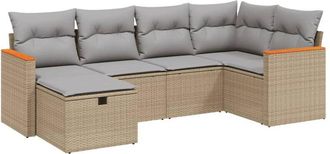 vidaXL Juego De Sof&aacute;s Jard&iacute;n Con Cojines Beige Mezcla 6 Pzas Rat&aacute;n Pe Vidaxl