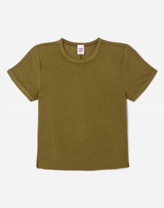 Re/Done Womens Hanes 90S Ribbed Cap Sleeve Tee In Fatigue