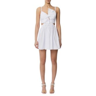 Elisabetta Franchi Short Dresses, female, White, Size: M Cotton Poplin Dress with Bow