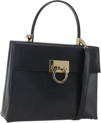 Ferragamo Pre-owned Handbags, female, Black, Size: ONE SIZE Pre-owned Leather Handbag