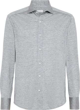 Brunello Cucinelli Silk And Cotton Jersey Shirt With Spread Collar