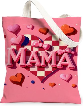 Generic Heart Canvas Tote Bags, ValentineS Day Love Design Reusable Grocery Bags, Cute Lightweight Washable Shoulder Strap Canvas, Peach, 13x15 Inch