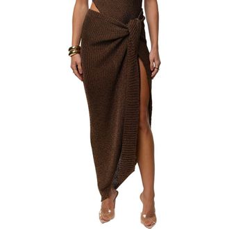 JLUXLABEL Hazel Metallic Knit Maxi Skirt in Brown at Nordstrom, Size Medium