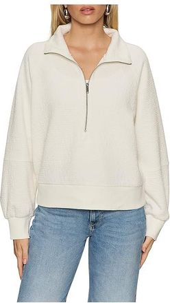 Sanctuary Textured Zip Up Popover Womens Clothing Chalk : LG (US 10-12), Polyester/Rayon
