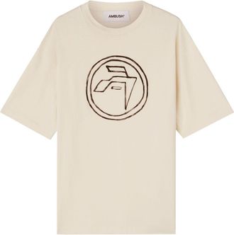 AMBUSH emblem-print organic-cotton T-shirt - men - Organic Cotton - S - Neutrals