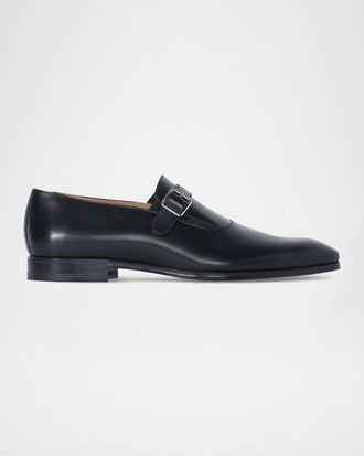Paul Stuart Men & apos;s Horace Leather Single-Monk Strap Loafers