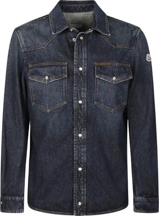 Moncler Chaqueta Camisera de Mezclilla - Shirts - Hombre - Azul - S