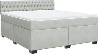 vidaXL Vidaxl - Cama Box Spring Con Colch&oacute;n Terciopelo Gris Claro 180x200 Cm