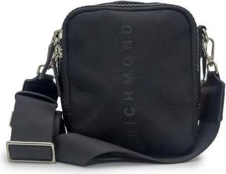 John Richmond Messenger Bags, male, Black, Size: ONE SIZE Black Nylon Crossbody Bag Rma24018Bo